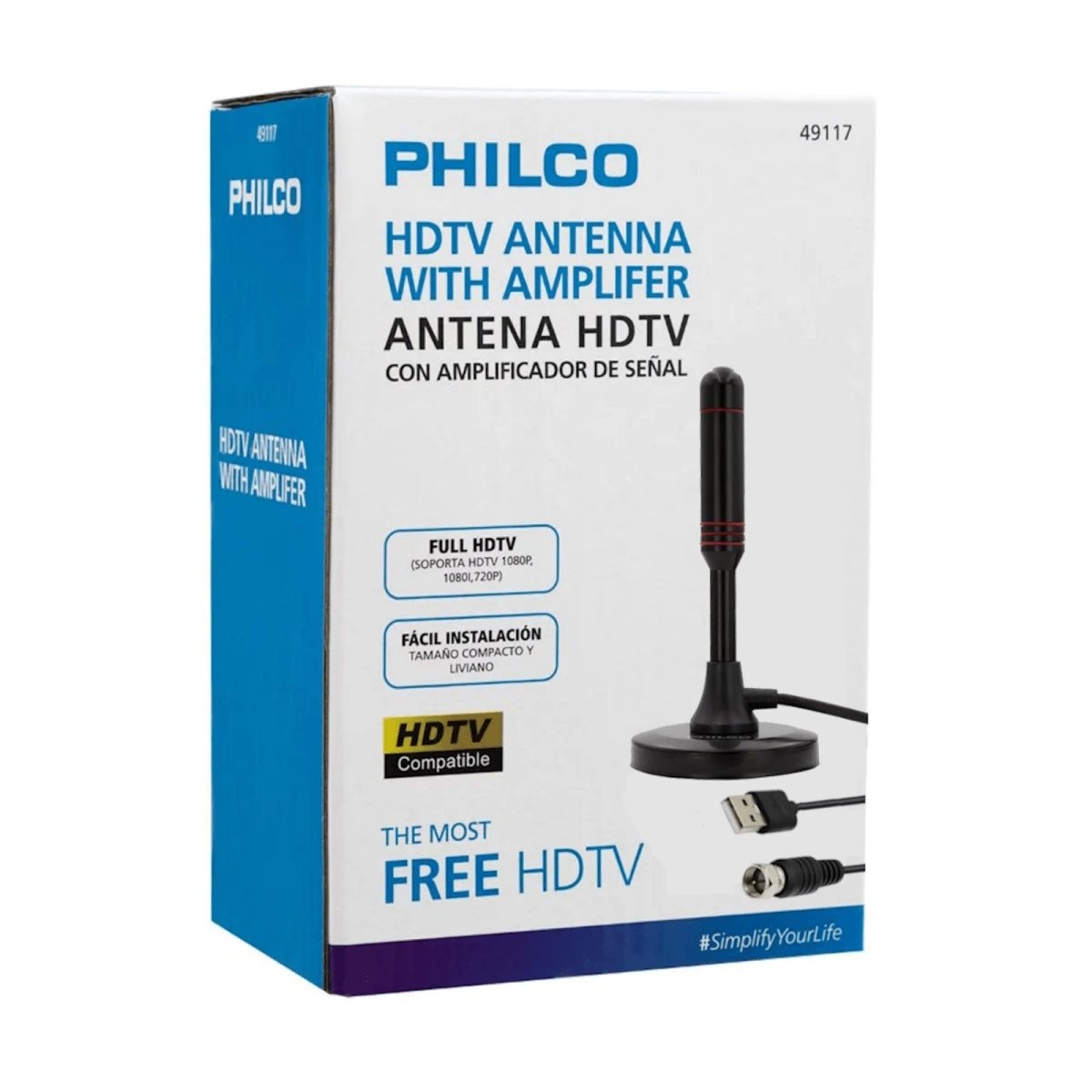 Antena HTDV PHILCO Alta Ganancia con amplificador booster - PHILCO - 7805249117310 - COMERCIAL BELSAN.