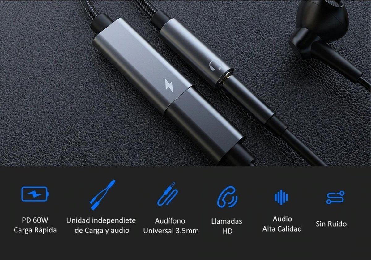 Adaptador USB - C a audifonos + Power PD - Comercial Belsan - Adaptador para Teléfono - Genérica - COMERCIAL BELSAN SPA.