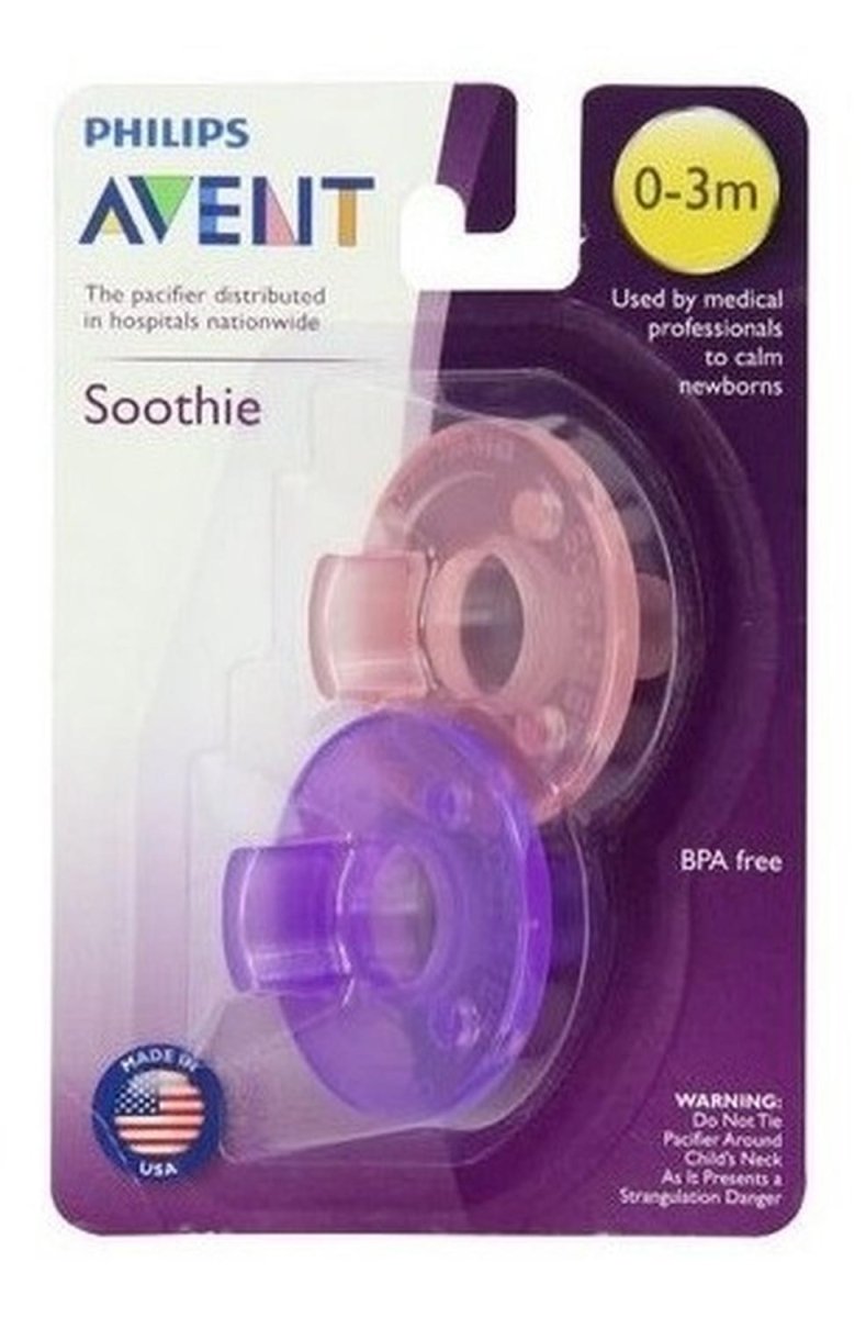 Philips Avent - Chupete Soothie Rosa / Purpura | 0 - 3 Meses - Philips Avent - COMERCIAL BELSAN SPA.