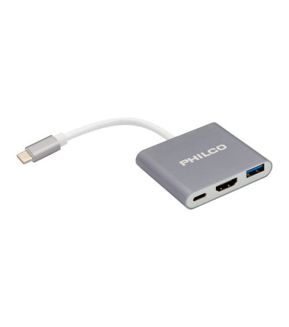 Multi adaptador USB - C a HDMI + USB - C + USB 3.0 3 en 1 PHILCO - PHILCO - COMERCIAL BELSAN SPA - 2987242178293