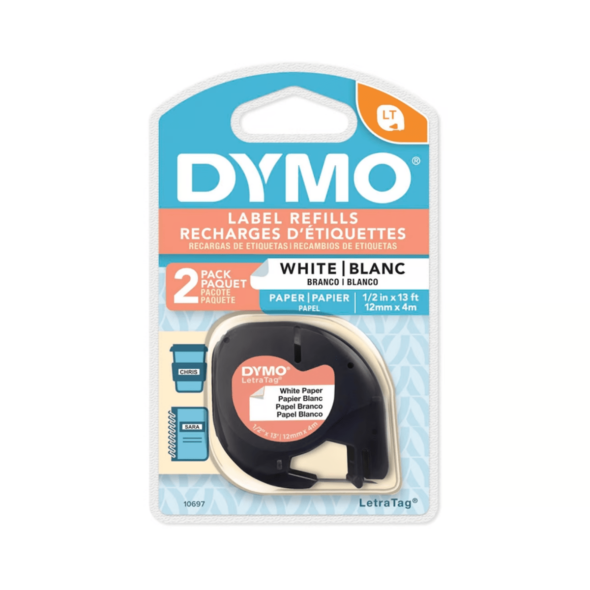 Pack 2 Etiquetas Dymo Letra Tag Original Papel 12mmx4m - DYMO - COMERCIAL BELSAN SPA - 168141334689