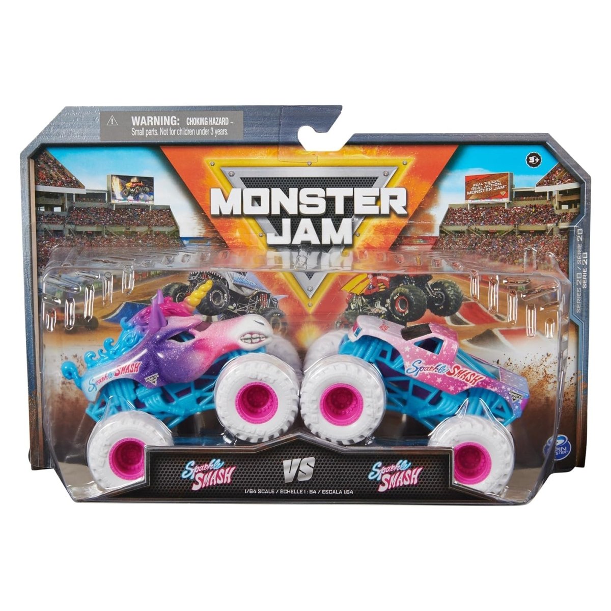 Set Monster JAM VS - Sparkle Smash Unicorn escala 1:64 Serie28 - Infantil - Spin Master - COMERCIAL BELSAN SPA -