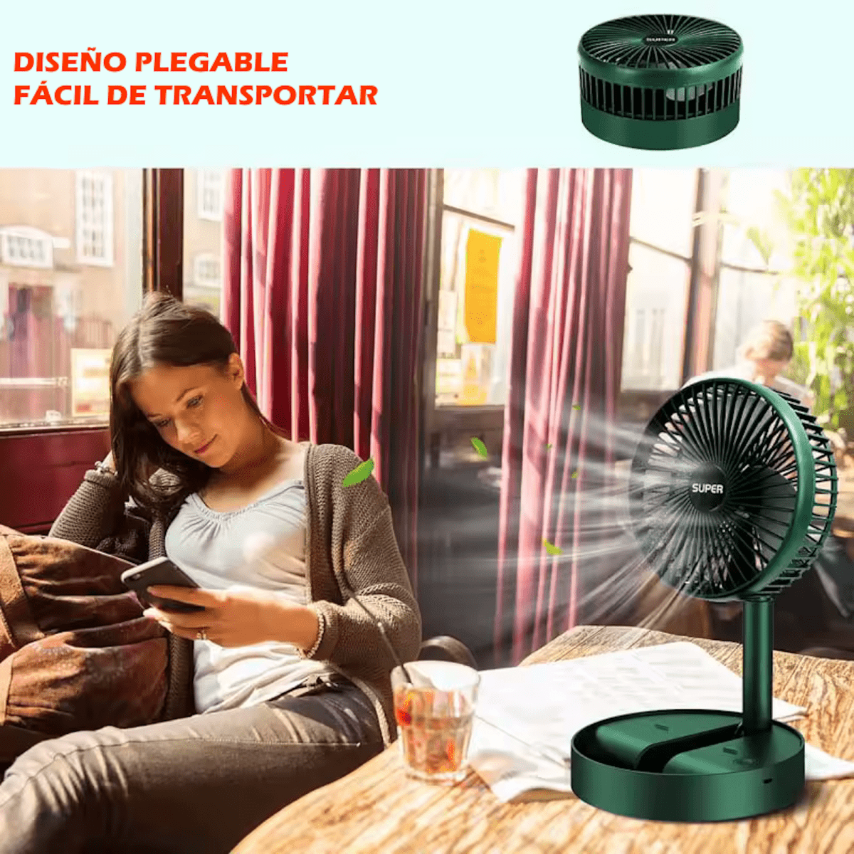 Ventilador Plegable Portátil Recargable por USB - Otro - COMERCIAL BELSAN SPA - COMERCIAL BELSAN SPA - 