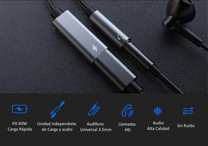 Adaptador USB - C a audifonos + Power PD - Comercial Belsan - Adaptador para Teléfono - Genérica - COMERCIAL BELSAN SPA.