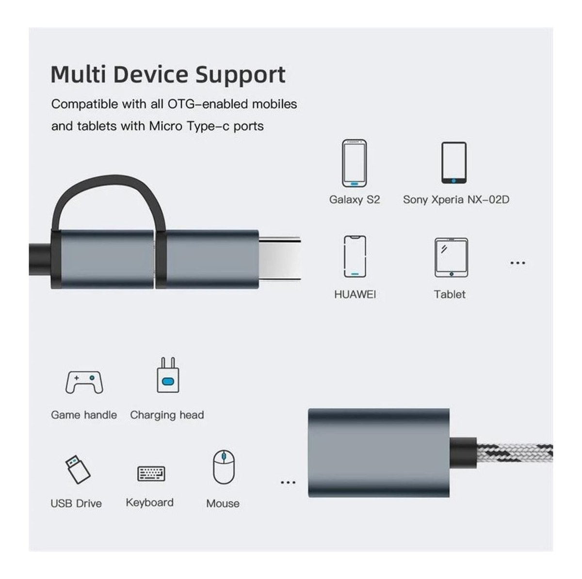 Adaptador Usb Otg Dual (micro Usb Y Typo C) Cuerpo Metalico - Genérica - COMERCIAL BELSAN -