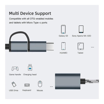 Adaptador Usb Otg Dual (micro Usb Y Typo C) Cuerpo Metalico - Genérica - COMERCIAL BELSAN -