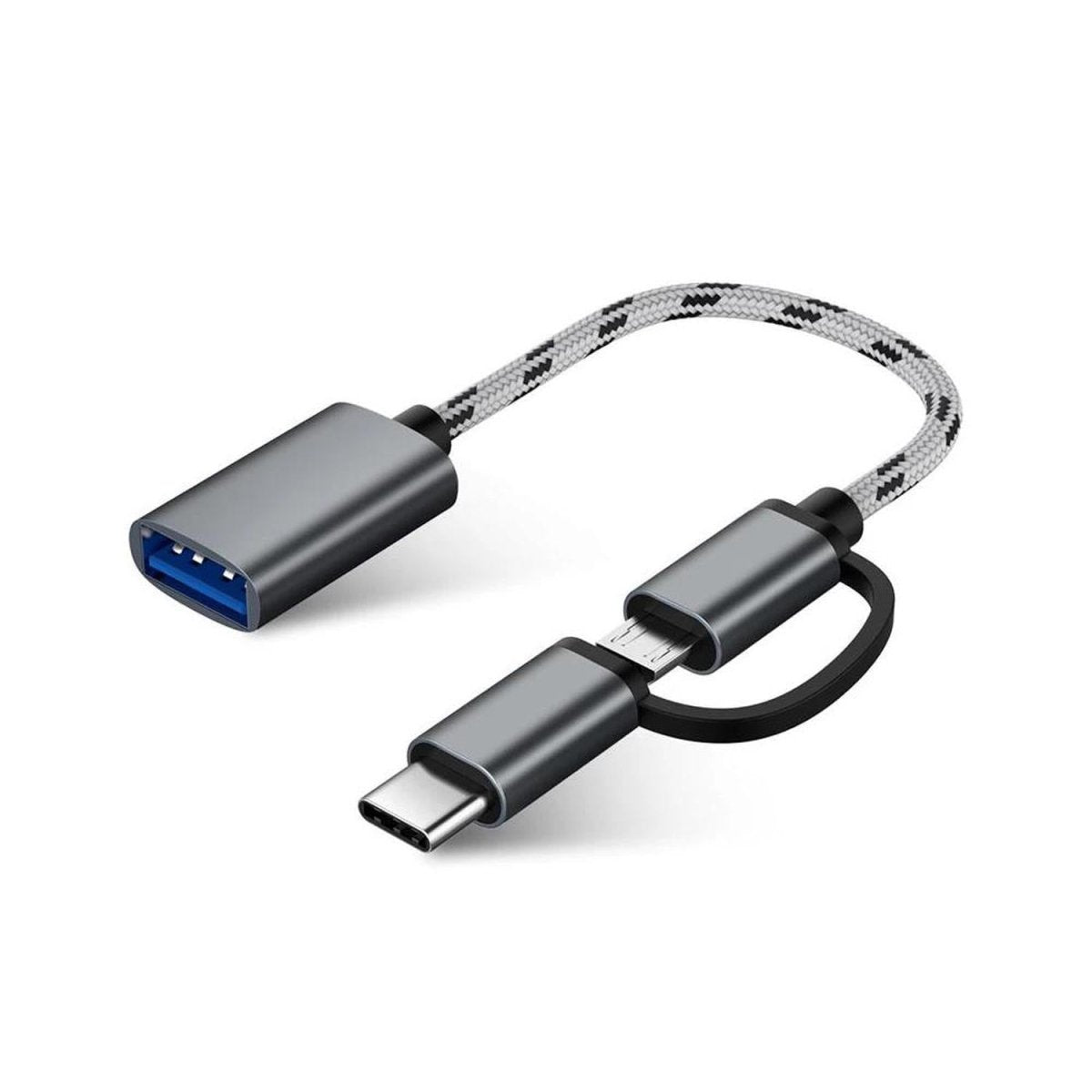 Adaptador Usb Otg Dual (micro Usb Y Typo C) Cuerpo Metalico - Genérica - COMERCIAL BELSAN -