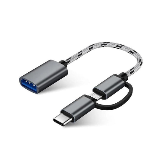 Adaptador Usb Otg Dual (micro Usb Y Typo C) Cuerpo Metalico - Genérica - COMERCIAL BELSAN -