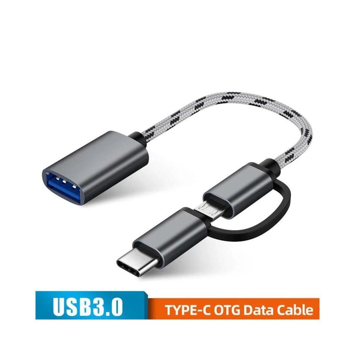 Adaptador Usb Otg Dual (micro Usb Y Typo C) Cuerpo Metalico - Genérica - COMERCIAL BELSAN -