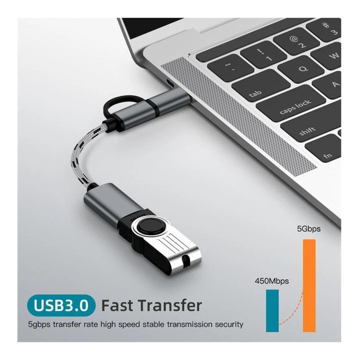 Adaptador Usb Otg Dual (micro Usb Y Typo C) Cuerpo Metalico - Genérica - COMERCIAL BELSAN -
