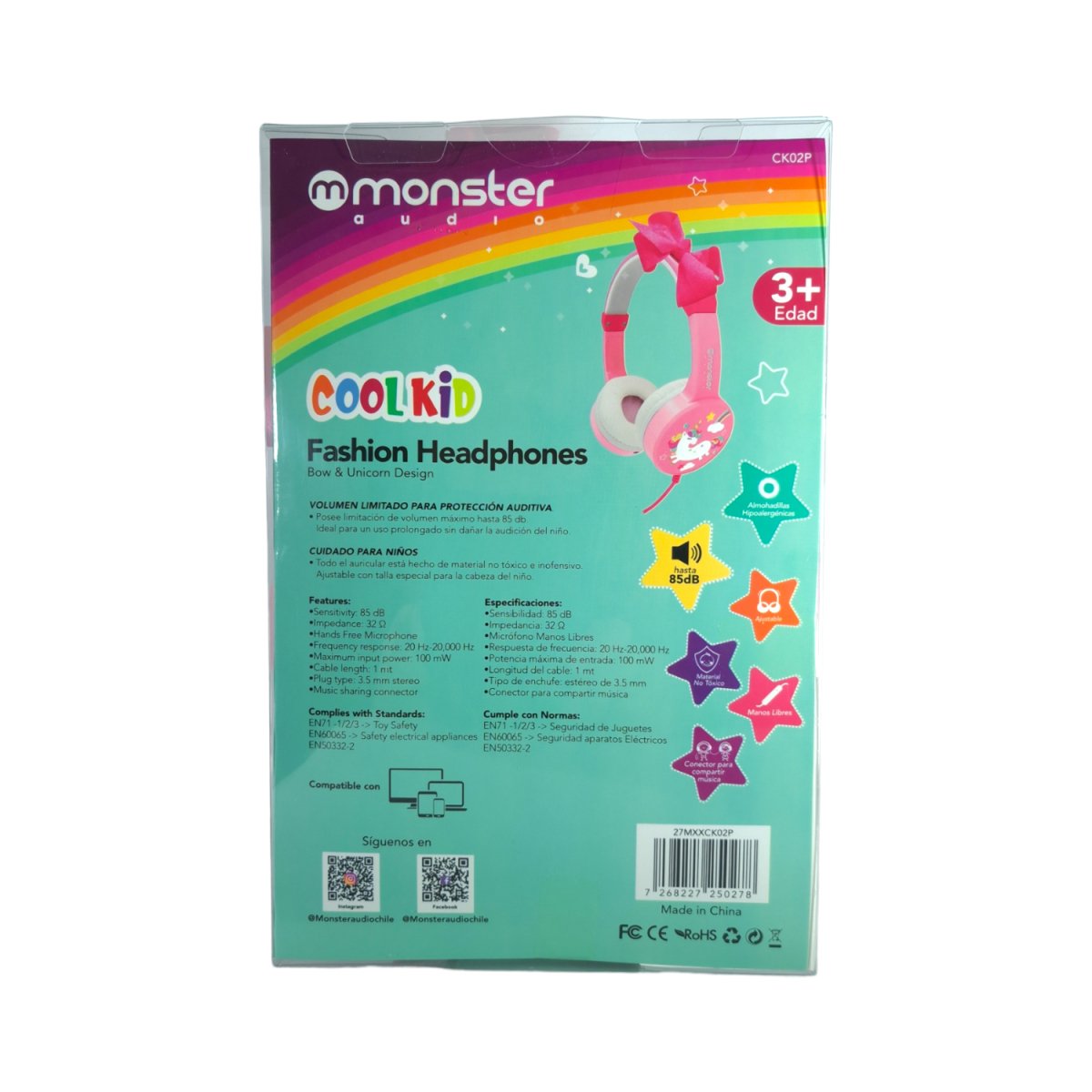 Audífonos Monster Cool Kids - Unicornio Lazo - Audifonos - MONSTER - COMERCIAL BELSAN SPA.