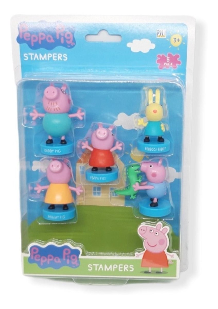 Peppa Pig - Set 5 Figuritas Con Timbres - Sellos - Stampers - Peppa Pig - COMERCIAL BELSAN -