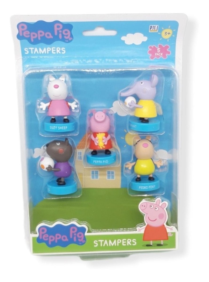 Peppa Pig - Set 5 Figuritas Con Timbres - Sellos - Stampers - Peppa Pig - COMERCIAL BELSAN -