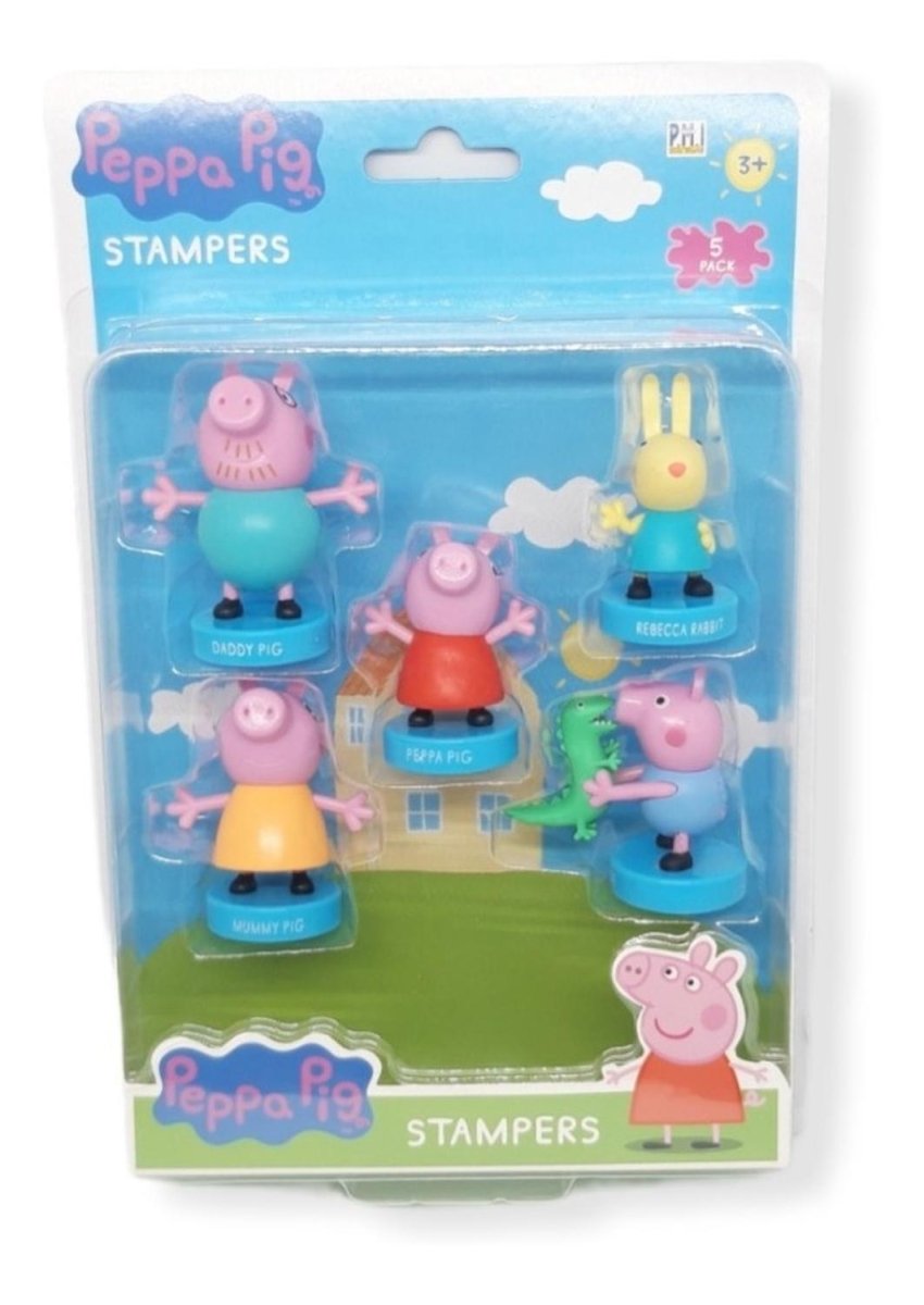 Peppa Pig - Set 5 Figuritas Con Timbres - Sellos - Stampers - Peppa Pig - COMERCIAL BELSAN -