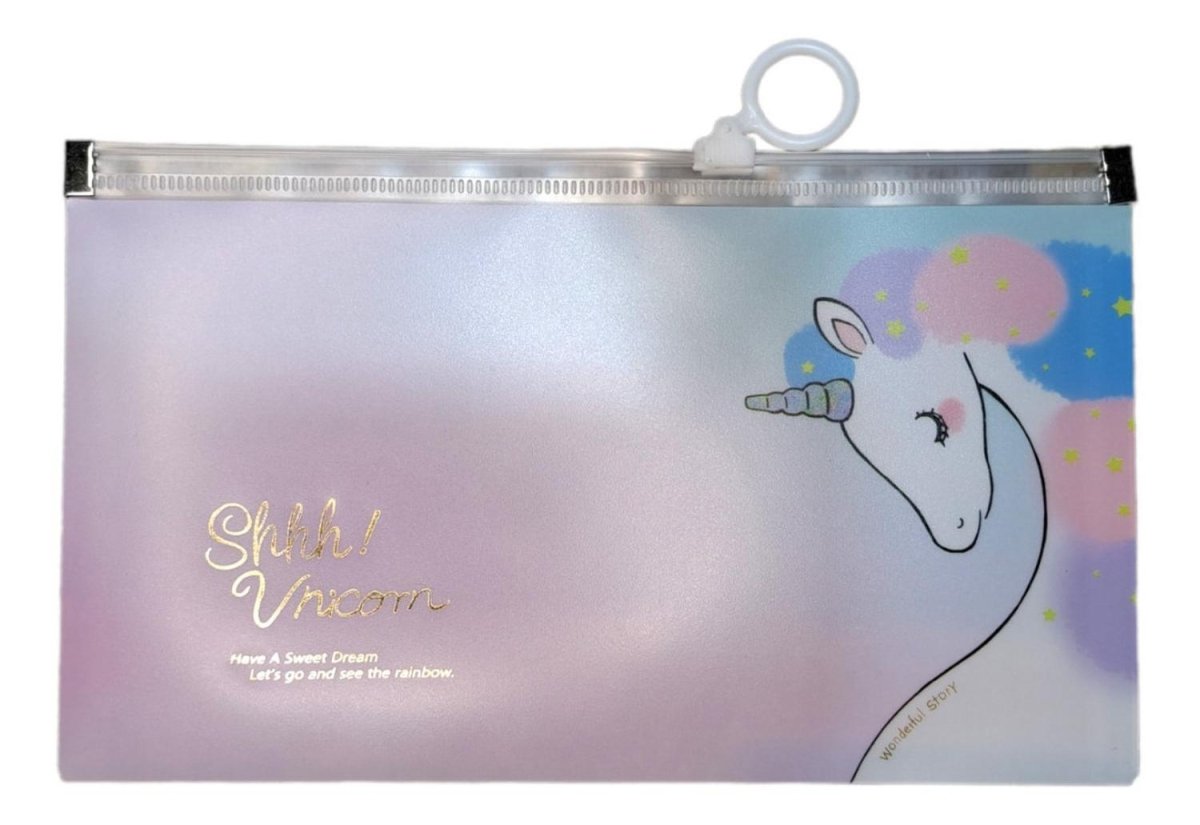 Sobre Porta Mascarillas Unicornio Niña Con Cierre - Genérica - COMERCIAL BELSAN SPA.
