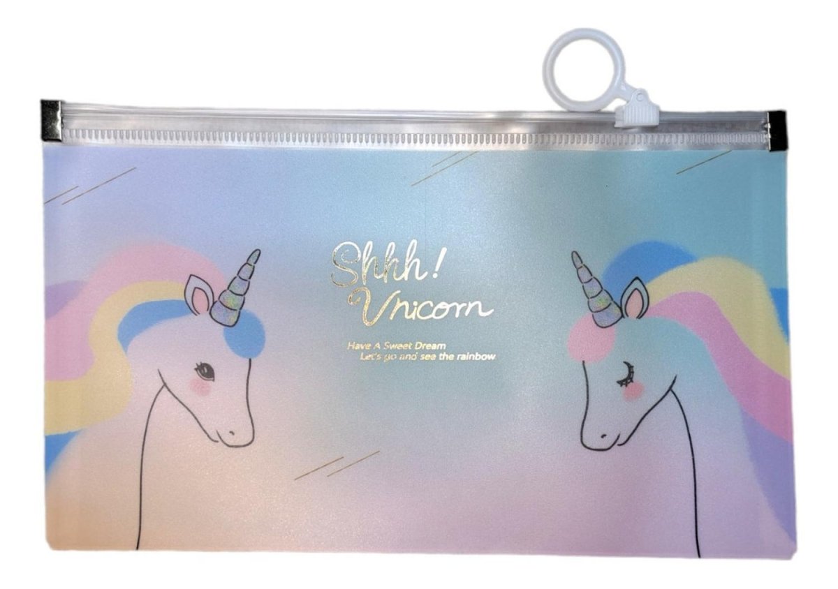 Sobre Porta Mascarillas Unicornio Niña Con Cierre - Genérica - COMERCIAL BELSAN SPA.
