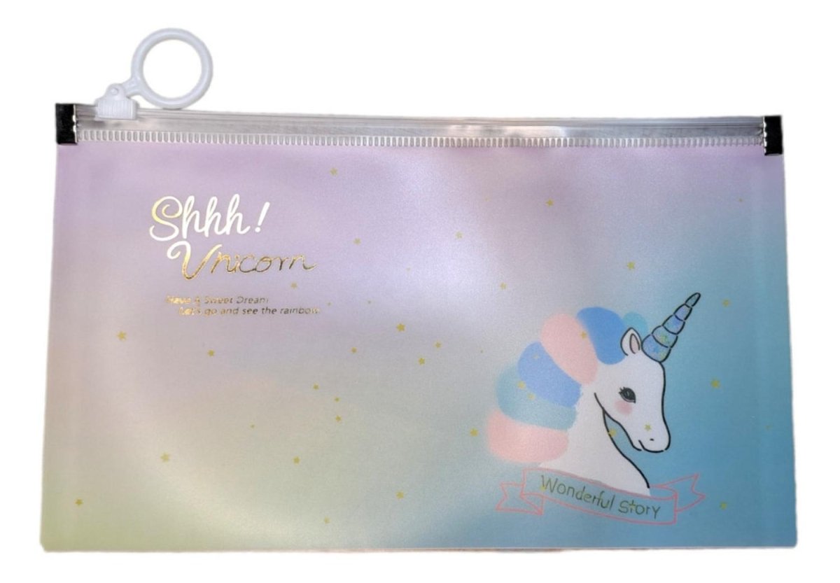 Sobre Porta Mascarillas Unicornio Niña Con Cierre - Genérica - COMERCIAL BELSAN SPA.