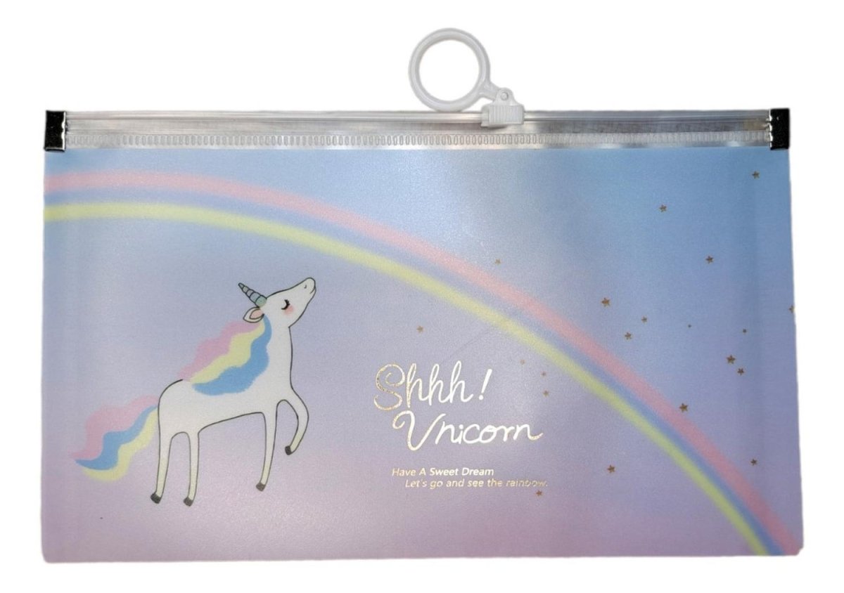 Sobre Porta Mascarillas Unicornio Niña Con Cierre - Genérica - COMERCIAL BELSAN SPA.